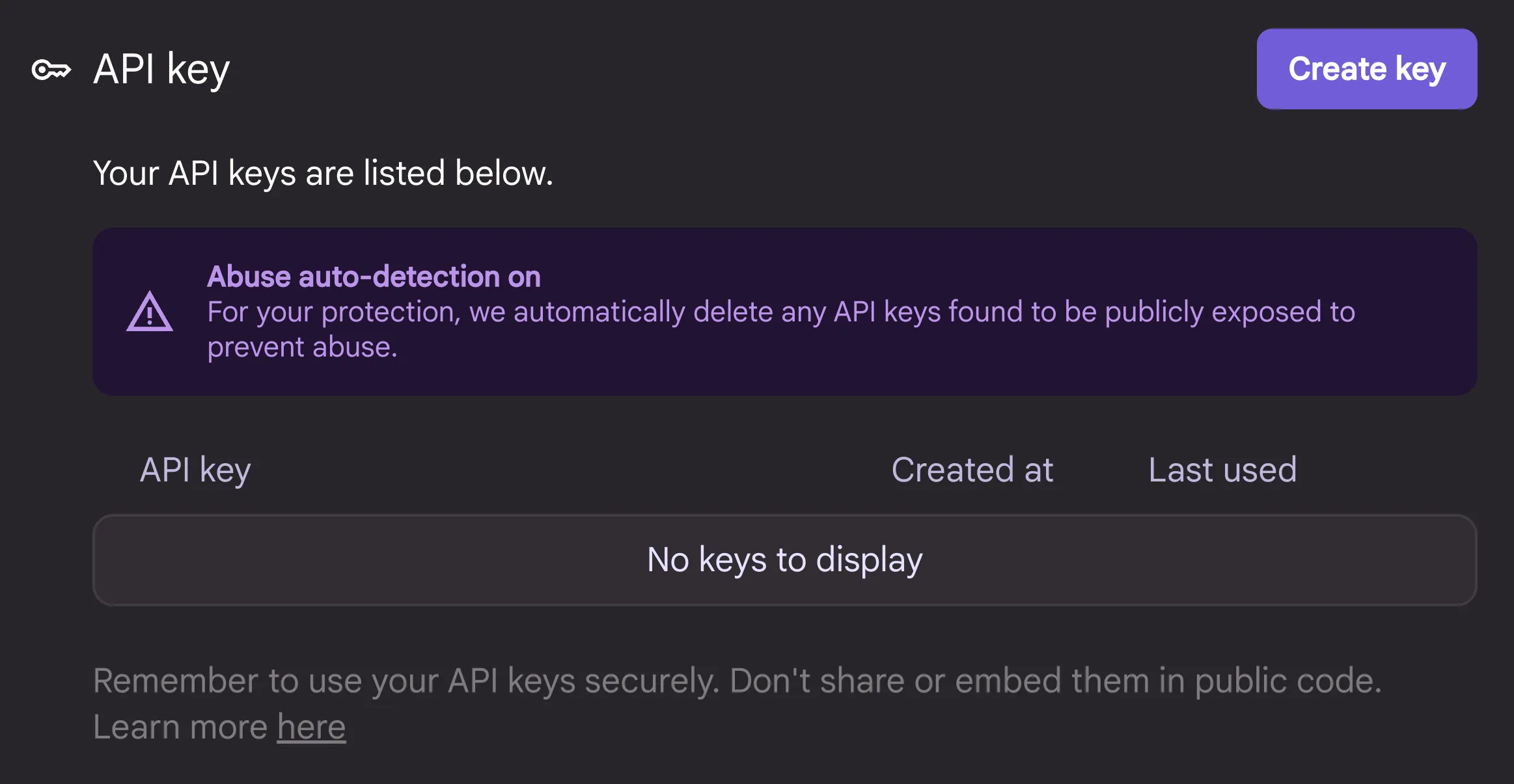 Jules REST API Key creation interface
